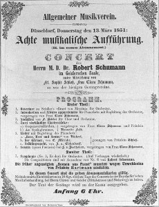 13.3.1851 - Konzertplakat eines Konzertes mit Robert und Clara Schumann