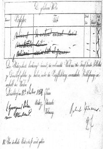 1854 - Von Robert Schumann am 11.2.1854 unterzeichneter Leihzettel der Königlichen Landesbibliothek, Düsseldorf (Universitätsbibliothek Leipzig, Sammlung Taut)