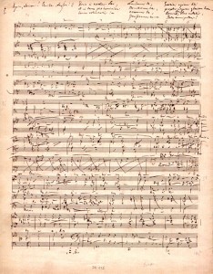 Robert Schumann: Eigenhändige Musikhandschrift "Messe" (für vierstimmigen Chor mit Begleitung des Orchesters). Op. 147. Particell (Düsseldorf, 13.-22. Februar 1852 43 S. fol. 3 Seiten qu-fol. Heinrich-Heine-Institut Düsseldorf