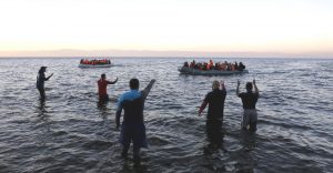 Flüchtlingsboote vor der Insel Lesbos