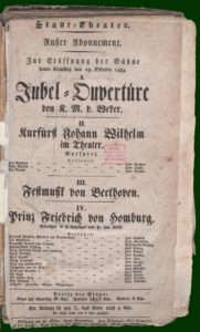 Theater-Zettel zur Eröffnung des Stadttheaters am 28. Oktober 1834