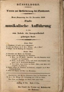 Konzertzettel des Vereins zur Beförderung der Tonkunst zu einer "Musikalischen Aufführung" vom 13.11.1834 im Lokale der Lesegesellschaft.