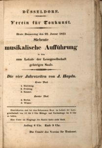 Konzertplakat des Vereins für Tonkunst vom 22. Januar 1835 zu einer "Musikalischen Aufführung im Lokale der Lesegesellschaft.