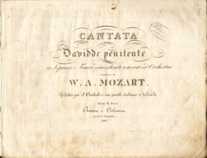 Musikvereins-Notenarchiv im Heinrich-Heine-Institut: Titelblatt von Mozarts "Davidde penitente".