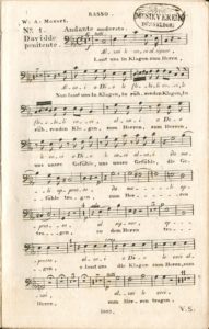 Musikvereins-Notenarchiv im Heinrich-Heine-Institut: Bass-Stimme zu Mozarts "Davidde penitente".