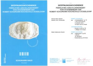 Eröffnung Schumann Haus: Festliches Abschlusskonzert von Studierenden der Robert-Schumann-Hochschule Düsseldorf am 3.12.2023