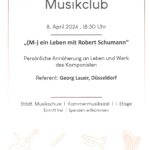 Titelblatt zum Vortrag von Georg Lauer beim Chemnitzer Musikverein am 8.4.2024 - 18.30 Uhr