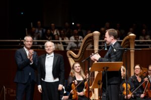 12.9.2024: Geburtstagsgala für Adam Fischer in der Tonhalle Düsseldorfv.l.n.r. Michael Becker, Adam Fischer Oberbürgermeister Dr. Stefan Keller