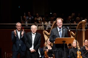 12.9.2024: Geburtstagsgala für Adam Fischer in der Tonhalle Düsseldorfv.l.n.r. Michael Becker, Adam Fischer Oberbürgermeister Dr. Stefan Keller