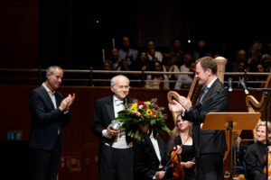 12.9.2024: Geburtstagsgala für Adam Fischer in der Tonhalle Düsseldorfv.l.n.r. Michael Becker, Adam Fischer Oberbürgermeister Dr. Stefan Keller